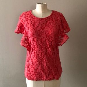 Coral lace spring/summer blouse